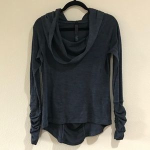Hooded Cowl Neck Long Sleeve